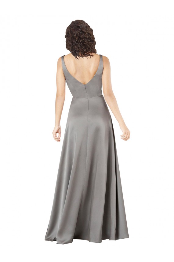 Buy Long Pearl Grey Sleeveless A-Line Formal Dress