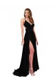 Buy Long Black Sleeveless A-Line Open Back Black Tie Formal Dress