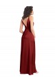 Buy Long Burgundy Sleeveless A-Line V-Back Formal Gowns