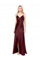 Buy Long Burgundy Gold Sleeveless A-Line Center Front Slit Formal Dress