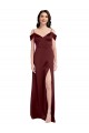 Buy Long Burgundy Gold Sleeveless A-Line Side Slit Formal Dress