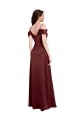 Buy Long Burgundy Gold Sleeveless A-Line Side Slit Formal Dress