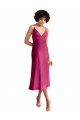 Buy Midi Length Fuchsia Sleeveless A-Line Low Back Formal Dress