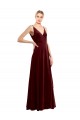 Buy Long Burgundy Sleeveless A-Line V-Back Formal Dress