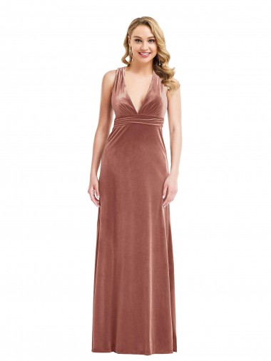 Buy Long Cinnamon Rose Sleeveless A-Line Open Back Formal Dress