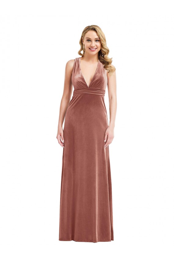 Buy Long Cinnamon Rose Sleeveless A-Line Open Back Formal Dress