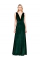 Buy Long Dark Green Sleeveless A-Line V-Back Formal Dresses