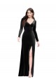 Buy Long Black Long Sleeves Column V-Back Formal Dress