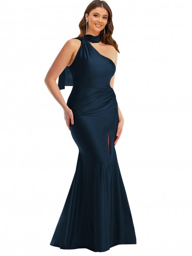 Buy Long Dark Navy Sleeveless Mermaid Formal Plus Size Formal Dress