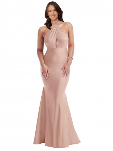 Buy Long Dusty Pink Sleeveless Mermaid Open Back Formal Plus Size Formal Dress