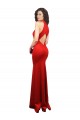 Buy Long Red Sleeveless Mermaid Keyhole Back Formal Dress