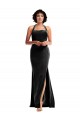 Buy Long Black Sleeveless Mermaid Low Back Stretch Velvet Formal Dress