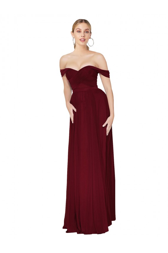 Buy Long Burgundy Sleeveless Mermaid Formal Gowns