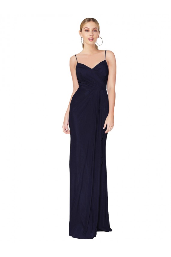 Buy Long Dark Navy Sleeveless Mermaid V-Back Formal Dress