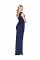 Buy Long Dark Navy Sleeveless Mermaid V-Back Front Slit Formal Dress