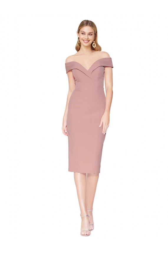 Buy Knee Length Dusty Pink Sleeveless Mermaid Black Tie Formal Dress