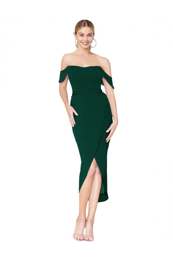 Buy Knee Length Midnight Green Sleeveless Mermaid High Low Formal Dress