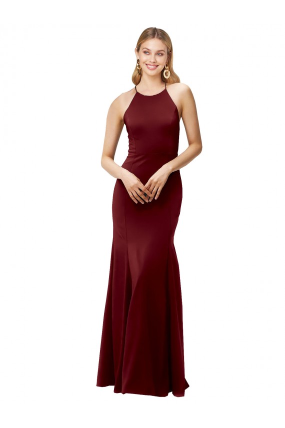 Buy Long Burgundy Gold Sleeveless Mermaid Open Back Formal Dress