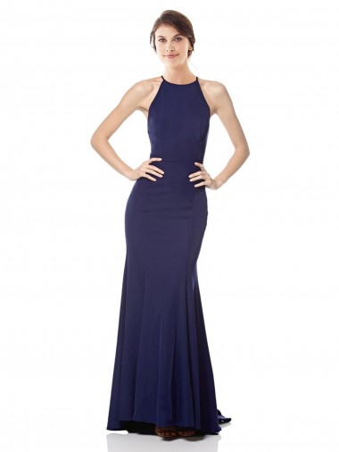 Buy Long Navy Blue Sleeveless Mermaid Formal Dress
