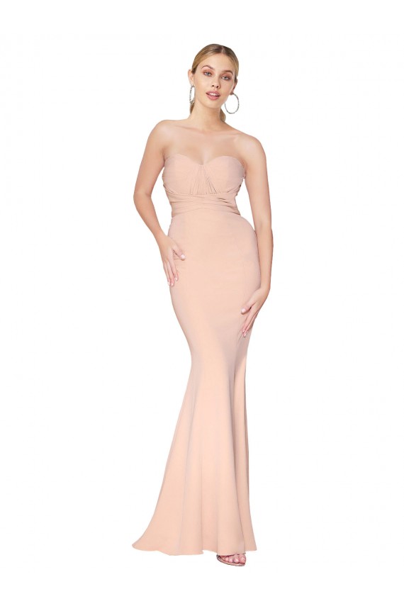 Buy Long Nude Sleeveless Mermaid Formal Dress