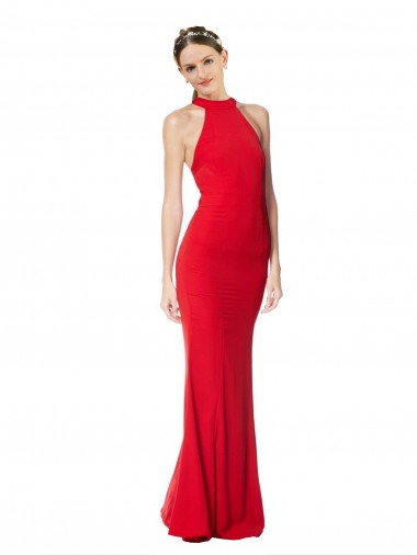 Buy Long Red Sleeveless Mermaid Prom Dress