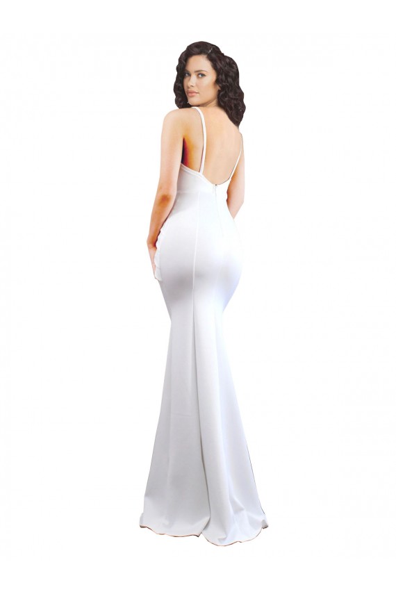 Buy Long White Sleeveless Mermaid Low Back Black Tie Formal Dress