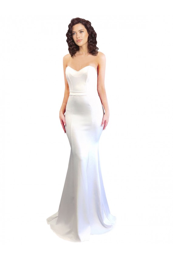 Buy Long White Sleeveless Mermaid Low Back Formal Dress