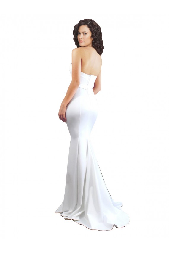 Buy Long White Sleeveless Mermaid Low Back Formal Dress