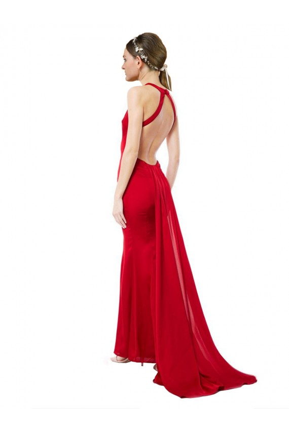 Buy Long Red Sleeveless Mermaid Open Back Formal Dress