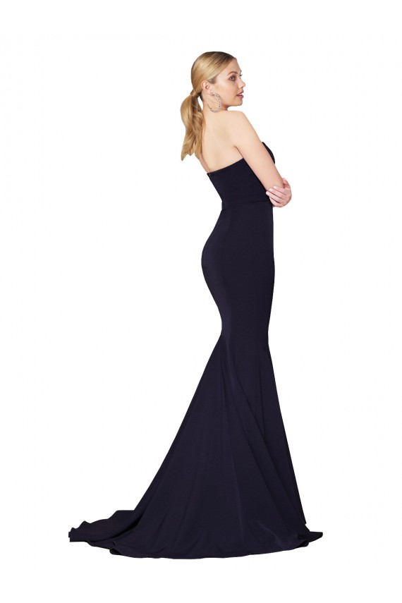 Buy Sweep Train Dark Navy Sleeveless Mermaid Formal Dress