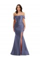 Buy Long French Blue Sleeveless Mermaid Low Back Black Tie Plus Size Formal Dress