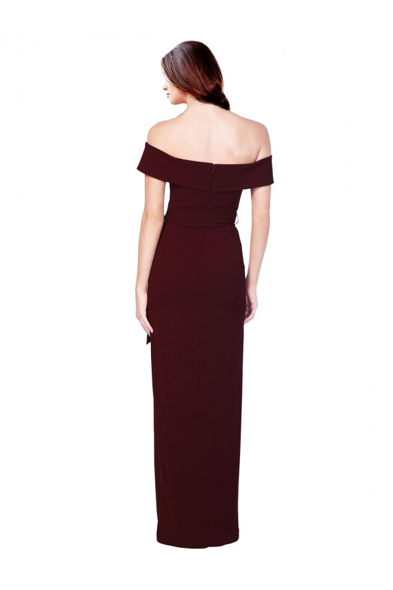 Buy Long Burgundy Gold Sleeveless Mermaid Low Back Formal Dress