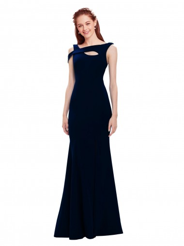Buy Long Dark Navy Sleeveless Mermaid Side Slit Formal Dress
