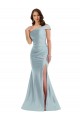 Buy Long Light Sky Blue Sleeveless Mermaid Side Slit Formal Dress