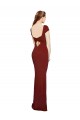 Buy Long Burgundy Cap Sleeves Mermaid Keyhole Back Formal Dress