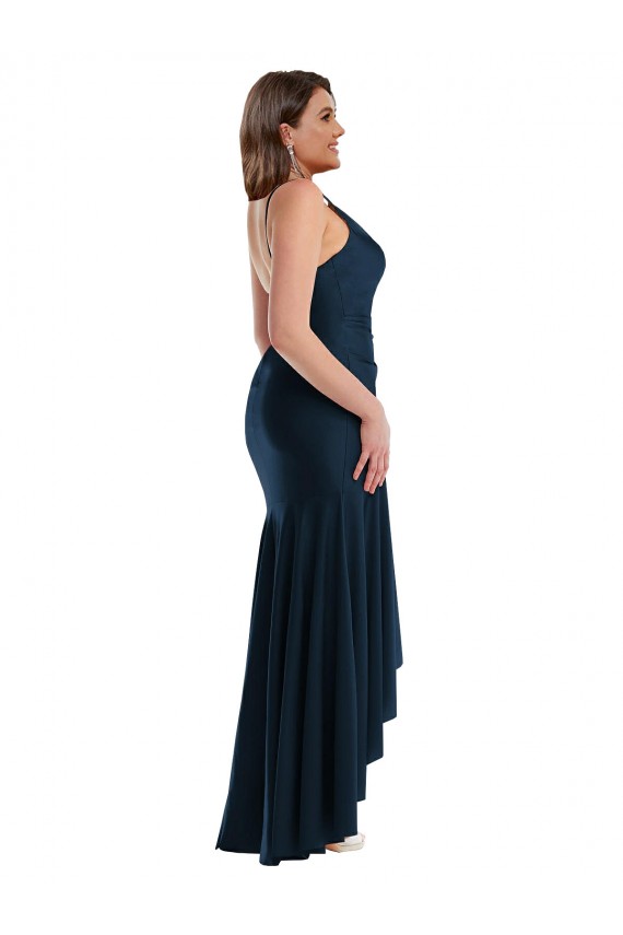 Buy Long Dark Navy Sleeveless Mermaid High Low Plus Size Formal Dress