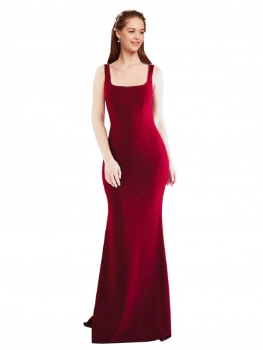 Buy Long Burgundy Sleeveless Mermaid Formal Dress