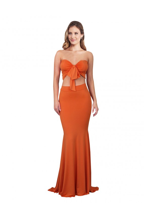 Buy Long Orange Sleeveless Mermaid Formal Dress