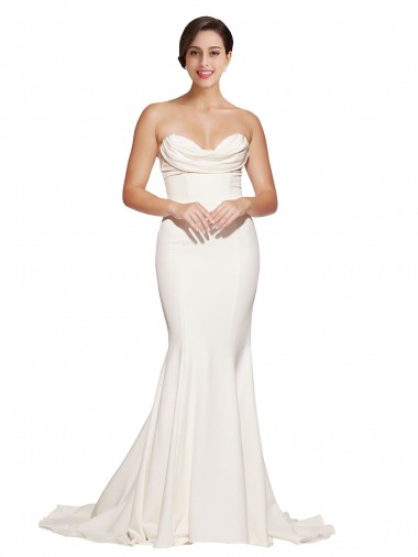 Buy Sweep Train Ivory Sleeveless Mermaid Low Back Formal Dress