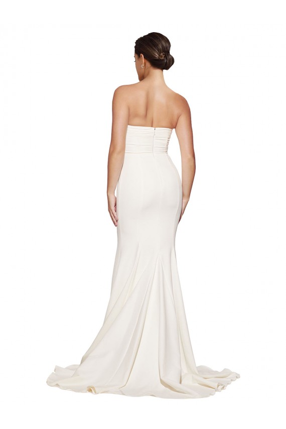 Buy Sweep Train Ivory Sleeveless Mermaid Low Back Formal Dress