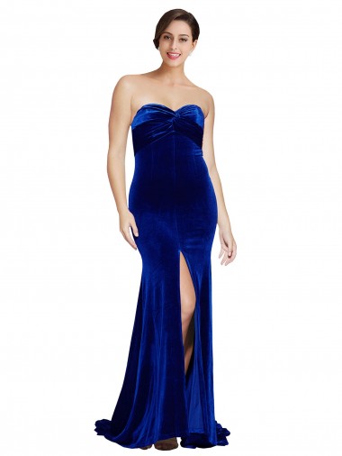 Buy Sweep Train Royal Blue Sleeveless Mermaid Low Back Formal Dress