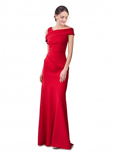 Buy Long Red Sleeveless Mermaid Stretch Crepe Formal Dress