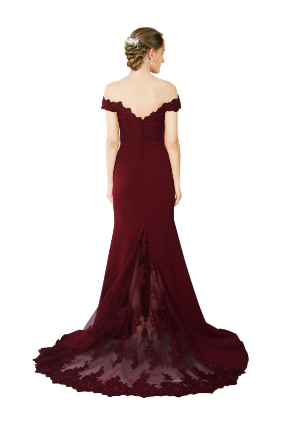 Buy Sweep Train Burgundy Gold Sleeveless Mermaid V-Back Formal Dress