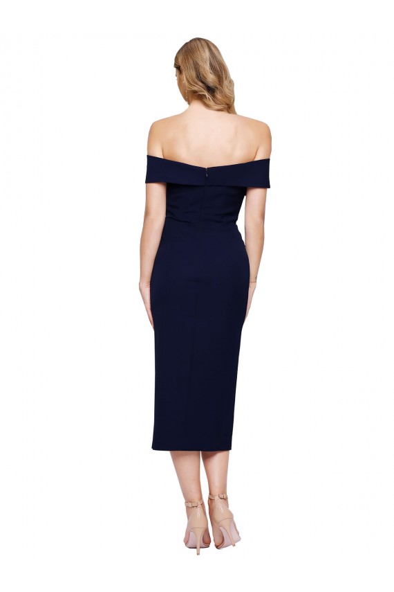 Buy Midi Length Dark Navy Sleeveless Mermaid Formal Dress