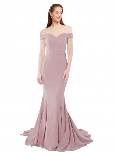 Buy Sweep Train Dusty Pink Sleeveless Mermaid Formal Gowns