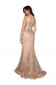 Buy Long Rose Gold Sleeveless Mermaid V-Back Formal Plus Size Formal Dress