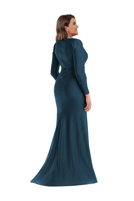 Buy Long Atlantic Blue Long Sleeves Mermaid Formal Plus Size Formal Dress
