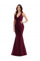 Buy Long Burgundy Sleeveless Mermaid Open Back Formal Plus Size Formal Dress
