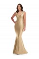 Buy Long Soft Gold Sleeveless Mermaid V-Back Formal Plus Size Formal Dress
