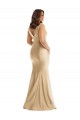Buy Long Soft Gold Sleeveless Mermaid V-Back Formal Plus Size Formal Dress